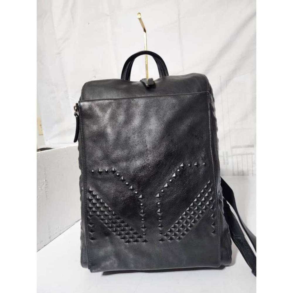 Authentic MCM Calfskin Embossed Medium M Moment Backpack Black